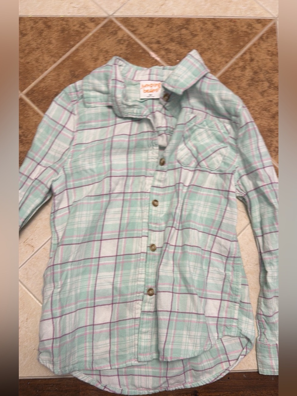 jumping beans Mint Green and Pink Plaid Button-Down Shirt
